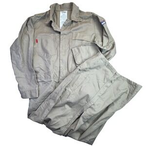 Lakeland FR Fyrban Coveralls Mens Large Tan Flame Resistant NFPA  CO8120 HRC2